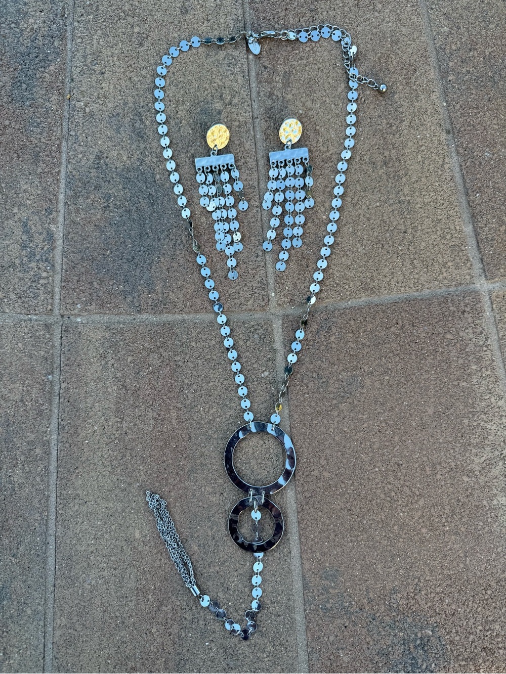Chico’s Sequined Silver-Tone Necklace & Earrings Set - Women Jewelry